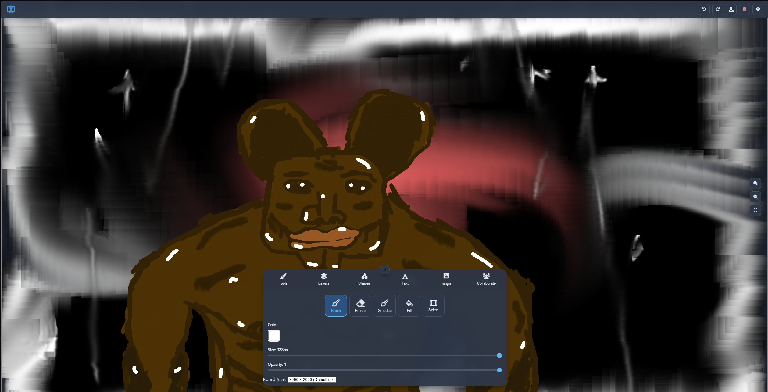 T-Board collaborative drawing interface in dark mode